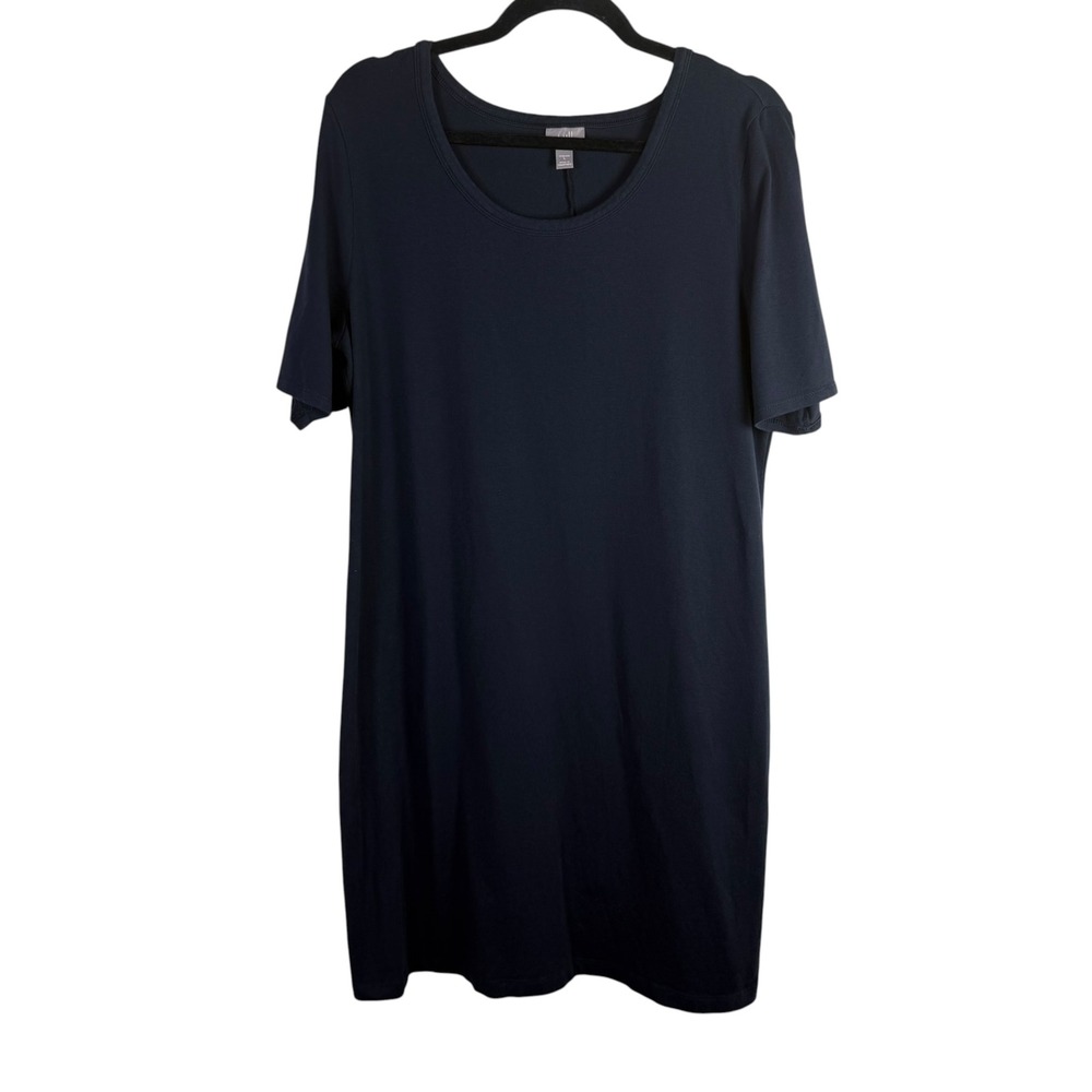 J.Jill Navy Blue Scoop Neck Short Sleeve Stretch T-Shirt Shift Dress Size Large